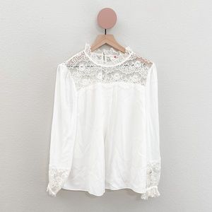Boden Joanna White Lace Prairie Top Size 14